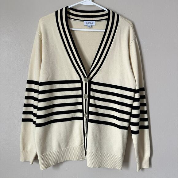 Evereve Sweaters - Evereve Joelle Cardigan Sweater Womens MEDIUM Stripe Preppy Academia Workwear